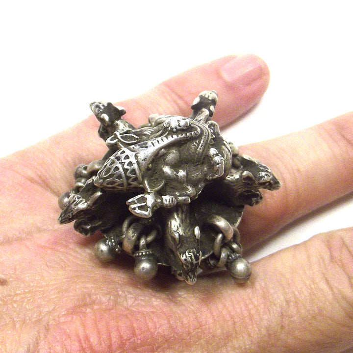 GANESH RING with antique mouse in 925 silver