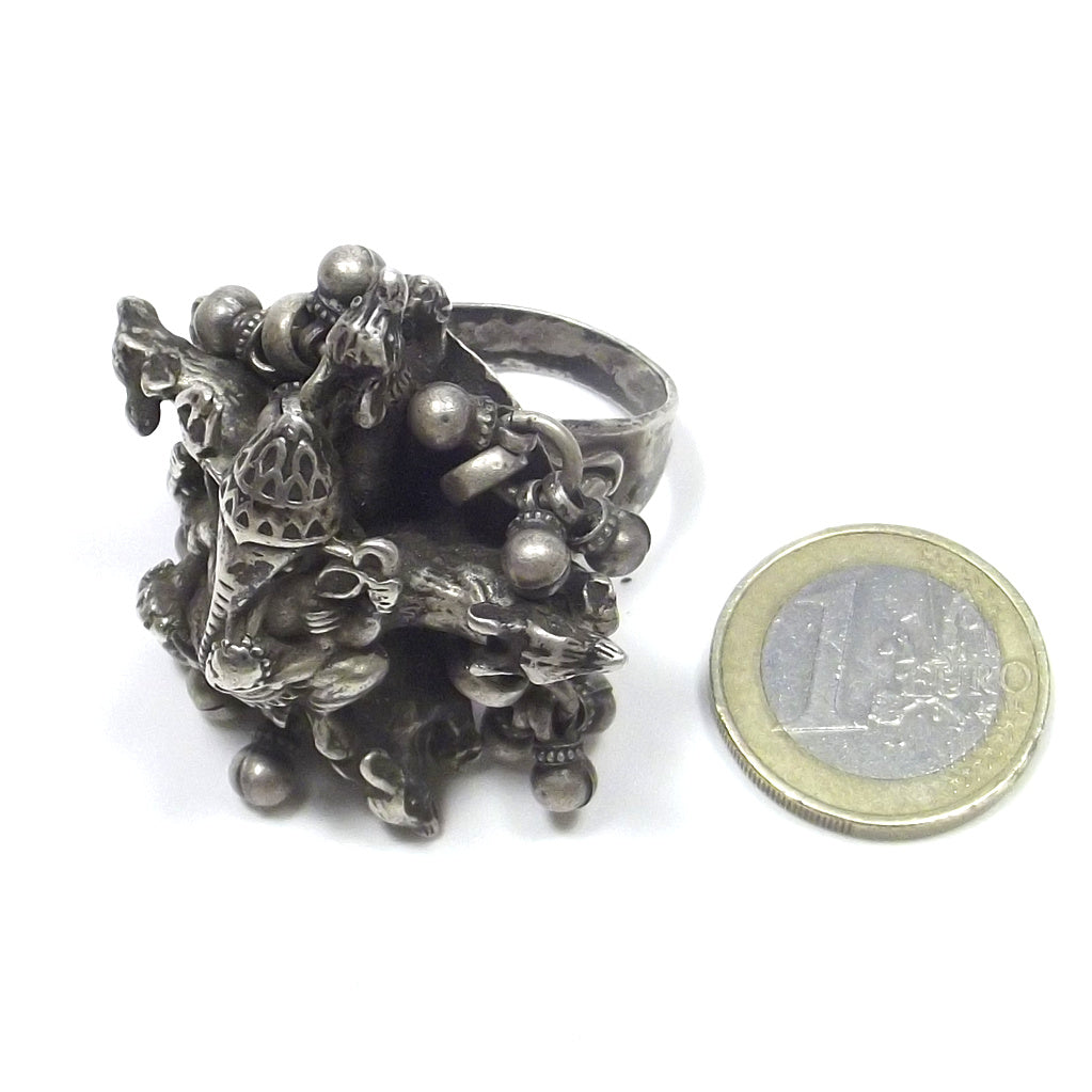 ANELLO GANESH con topo antico in argento 925