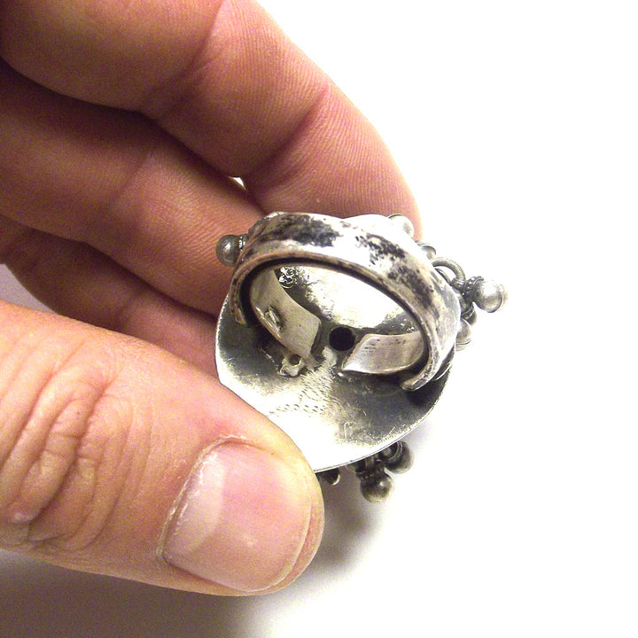 GANESH RING with antique peacock in 925 silver