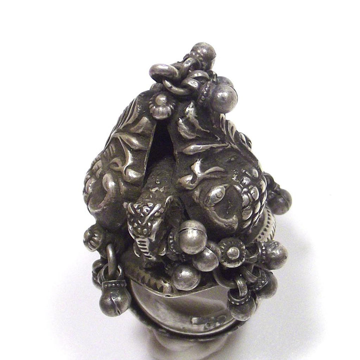 ANELLO GANESH con pavone antico in argento 925
