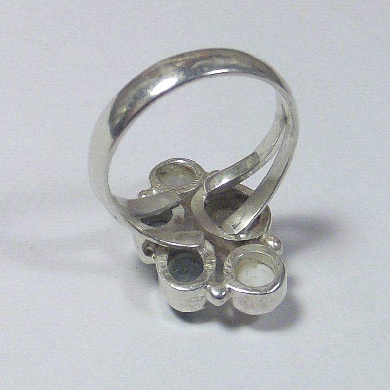 AQUAMARINE, pearl and TOPAZ silver RING - FARA