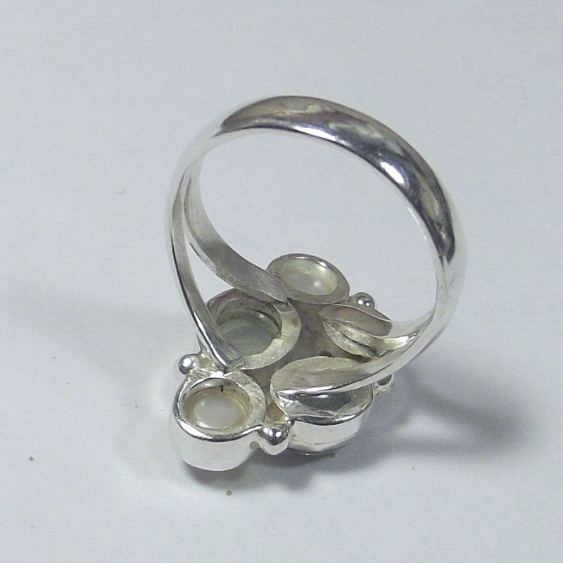 ANELLO argento 925 ACQUAMARINA, perla e TOPAZIO - ZORAT