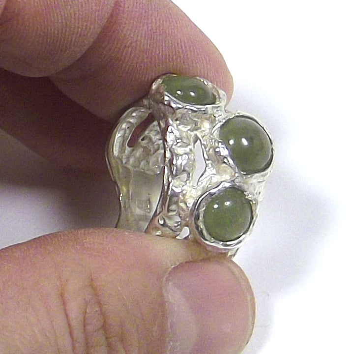 Anello in argento 925 con AVVENTURINA FASCIA | Gioiello contemporaneo