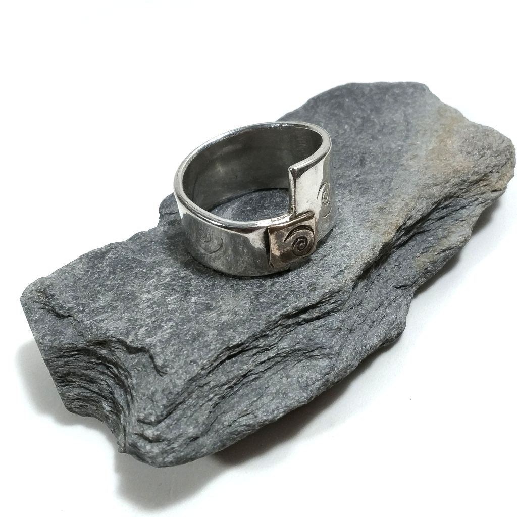 Fascia alta con SPIRALE | ANELLO FASCIA d'argento 925 | Gioielli artigianali