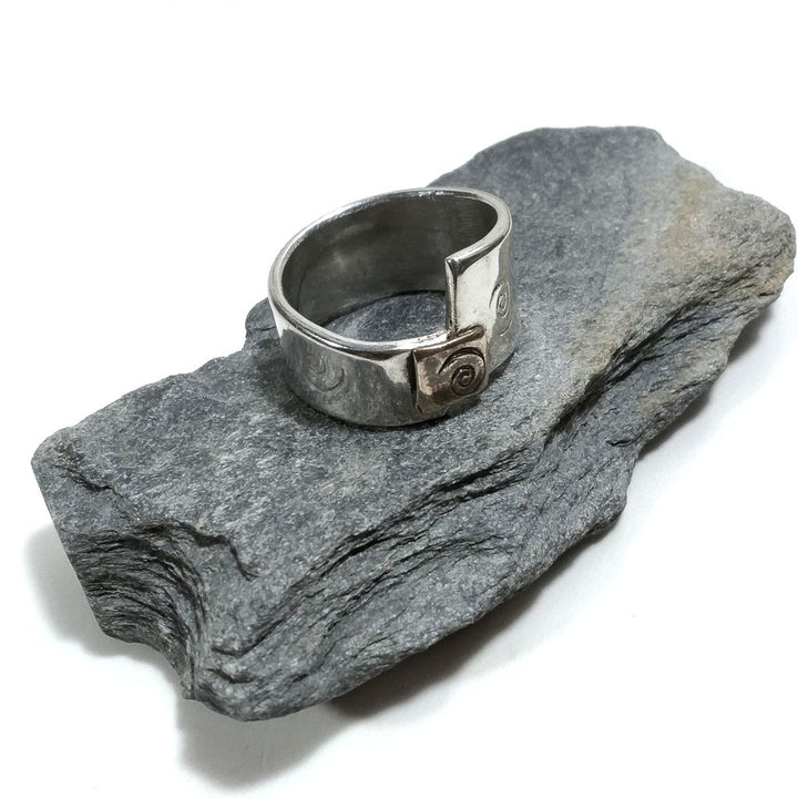 Fascia alta con SPIRALE | ANELLO FASCIA d'argento 925 | Gioielli artigianali