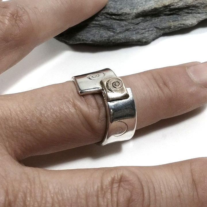 Fascia alta con SPIRALE | ANELLO FASCIA d'argento 925 | Gioielli artigianali