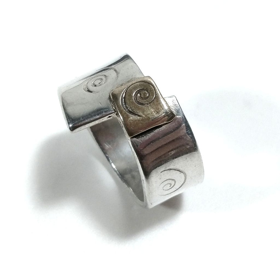 Fascia alta con SPIRALE | ANELLO FASCIA d'argento 925 | Gioielli artigianali