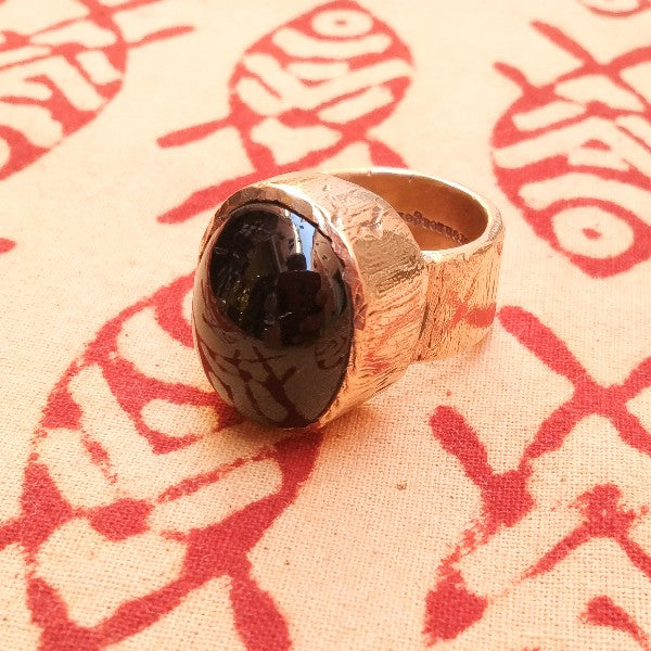 Anello artigianale in bronzo e BLACK STAR- bronzeage1968