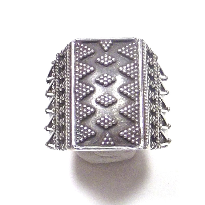 ANELLO argento 925 puntinato - rettangolare
