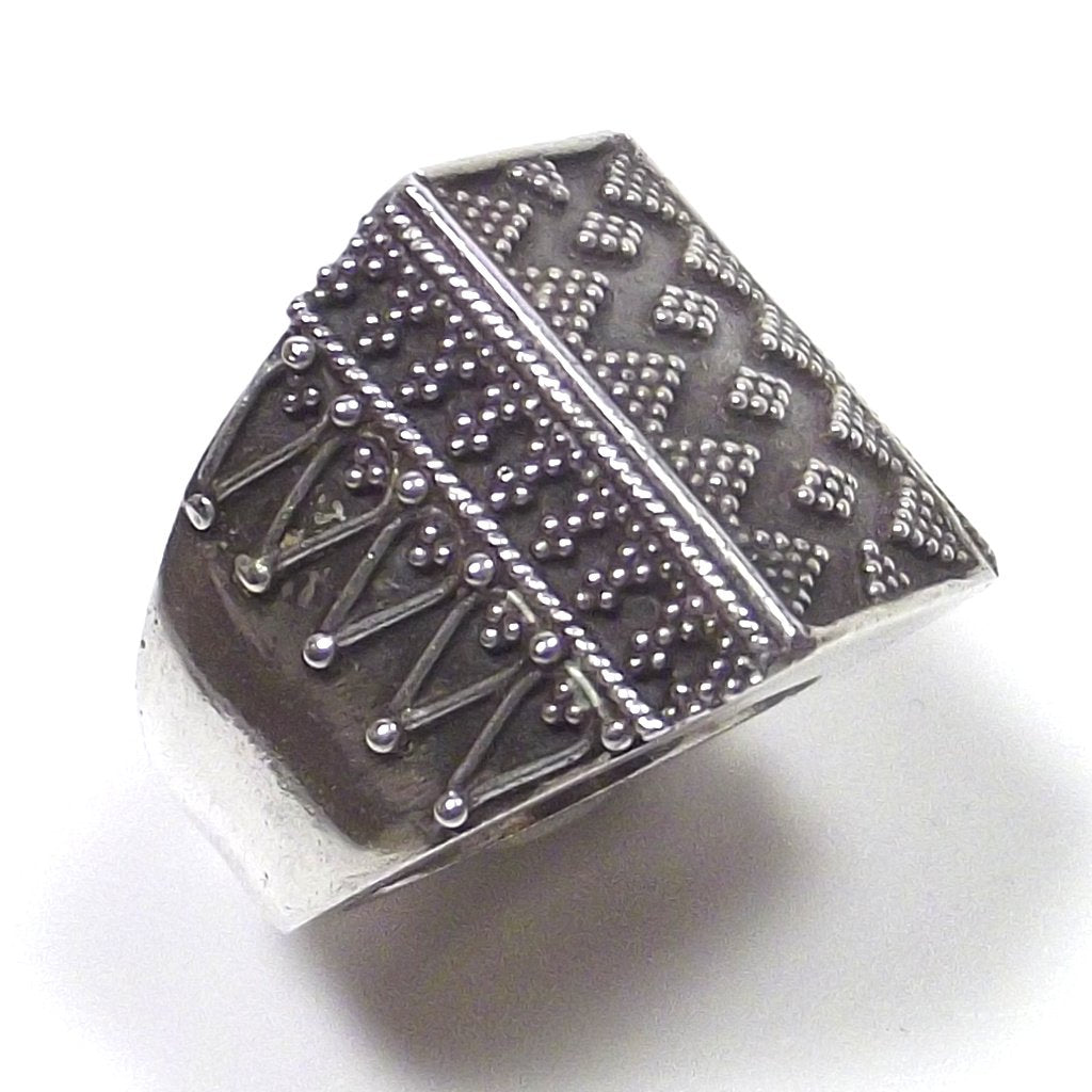ANELLO argento 925 puntinato - rettangolare