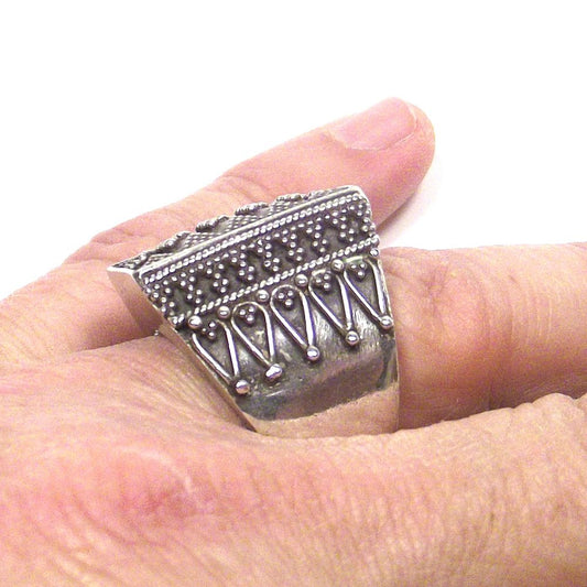 ANELLO argento 925 puntinato - rettangolare – immagine2