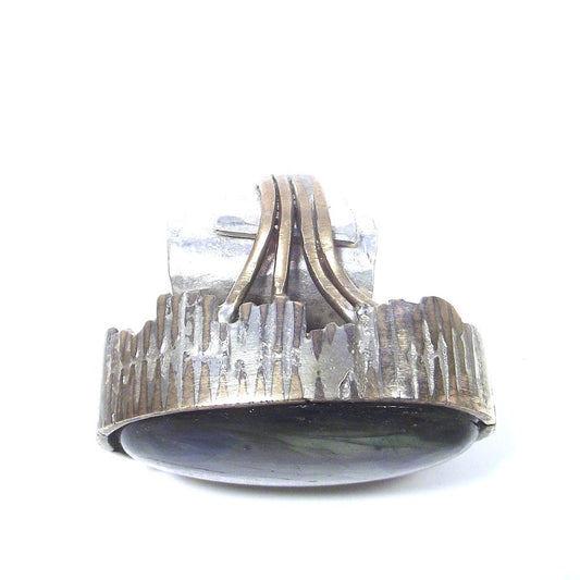 Anello LABRADORITE ovale bronzo e argento - bronzeage1968 – immagine2