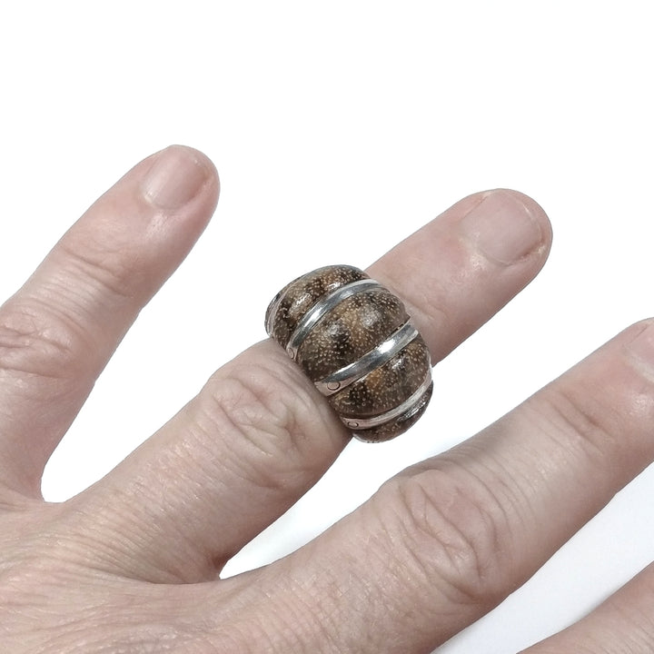 ANELLO artigianale in argento 925 ANELLO artigianale Legno mogano | GIOIELLI IN ARGENTO