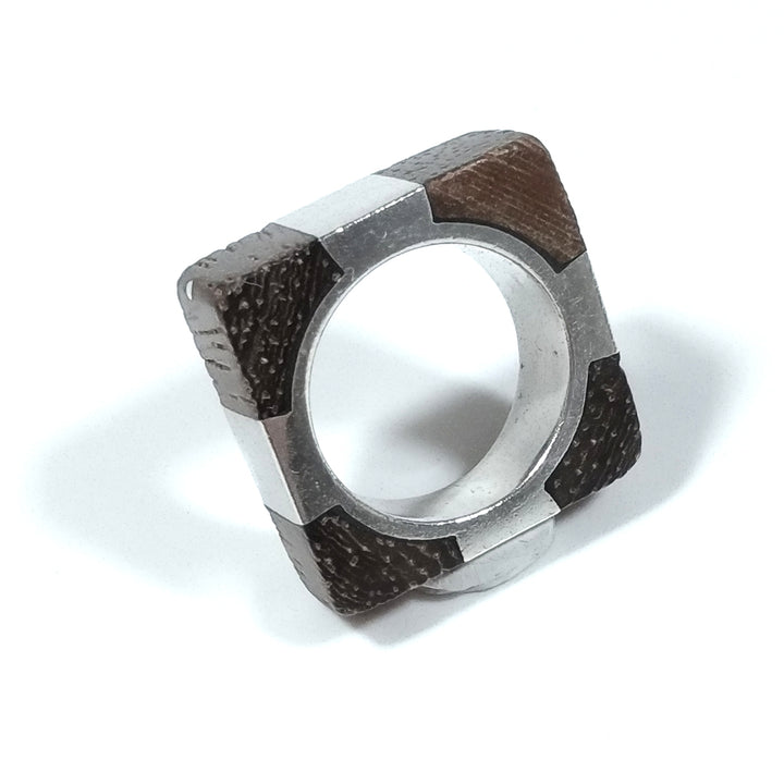 ANELLO artigianale in argento 925 ANELLO artigianale Legno mogano | GIOIELLI IN ARGENTO