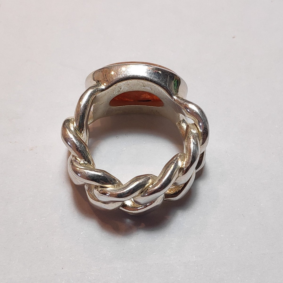 925 Silver Sunstone ring with chain