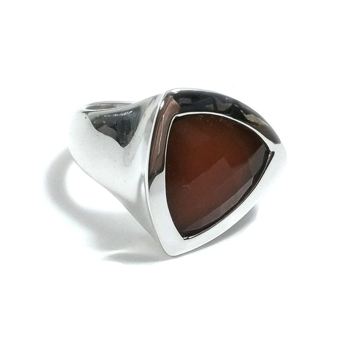 ANELLO artigianale in argento 925 con Corniola sfaccettata | Gioielli contemporanei