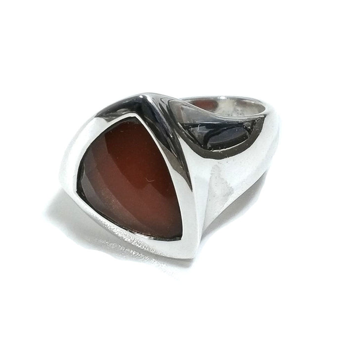 ANELLO artigianale in argento 925 con Corniola sfaccettata | Gioielli contemporanei