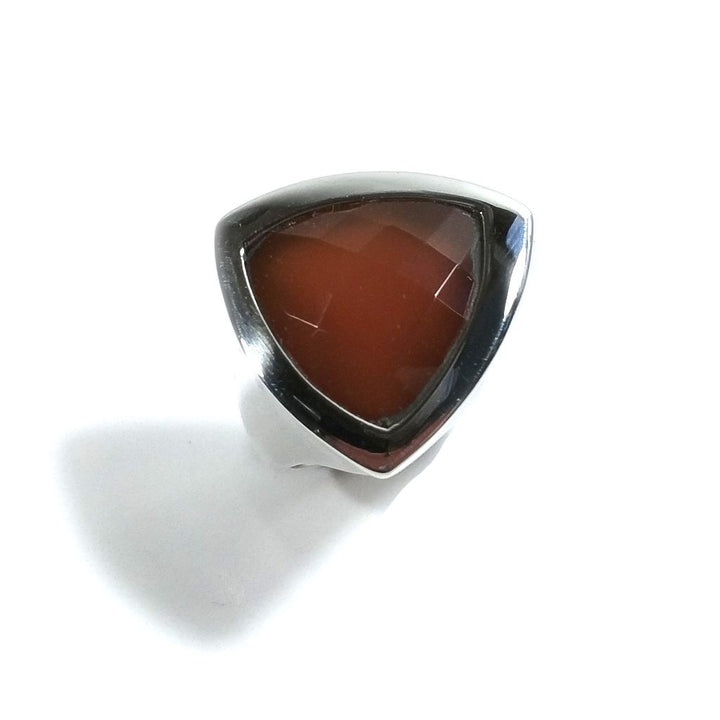 ANELLO artigianale in argento 925 con Corniola sfaccettata | Gioielli contemporanei