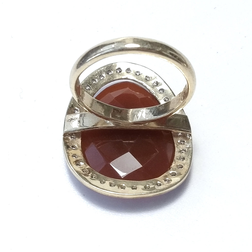 Anello con pietra in argento 925 con Corniola , Zircone | GIOIELLI IN ARGENTO