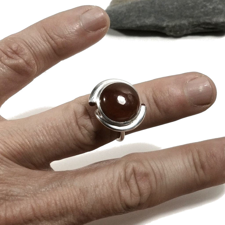 ANELLO artigianale in argento 925 con CORNIOLA | Gioielli in argento