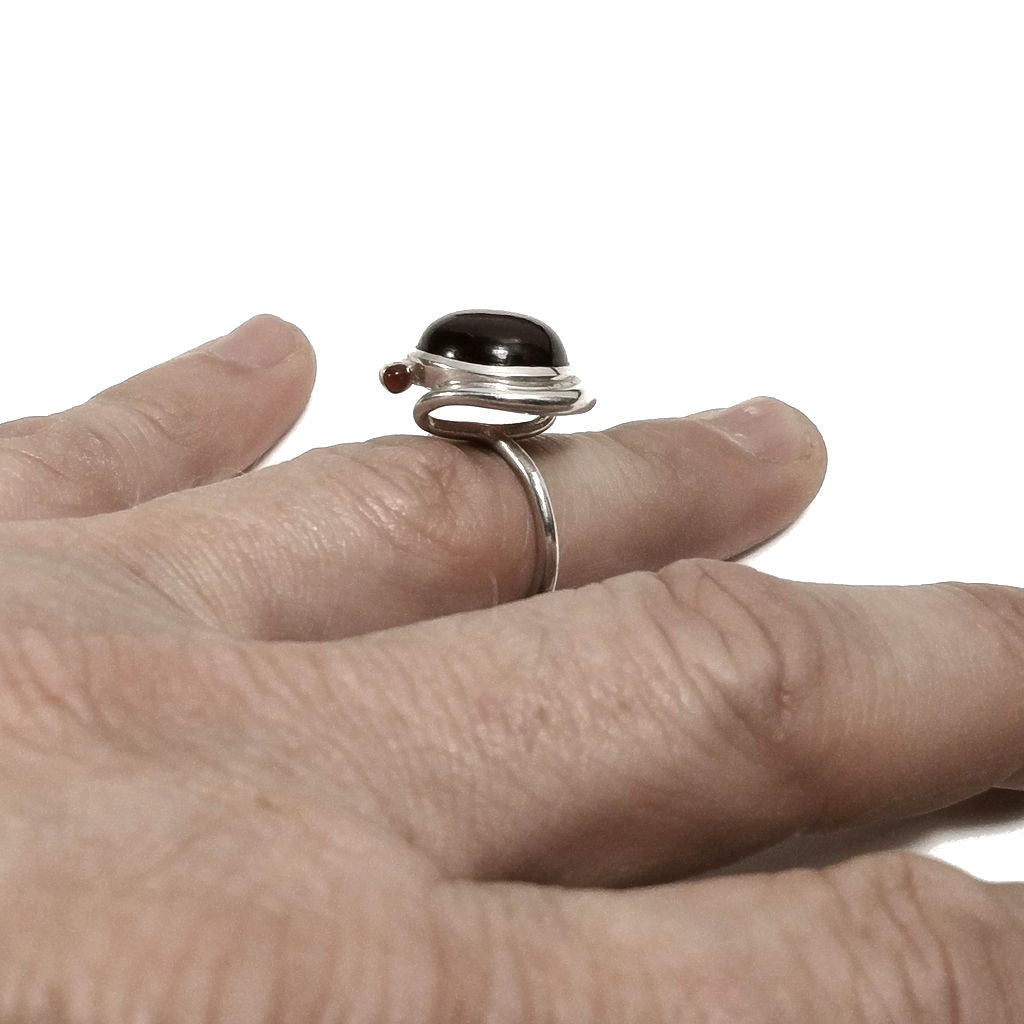 ANELLO artigianale in argento 925 con CORNIOLA | Gioielli in argento