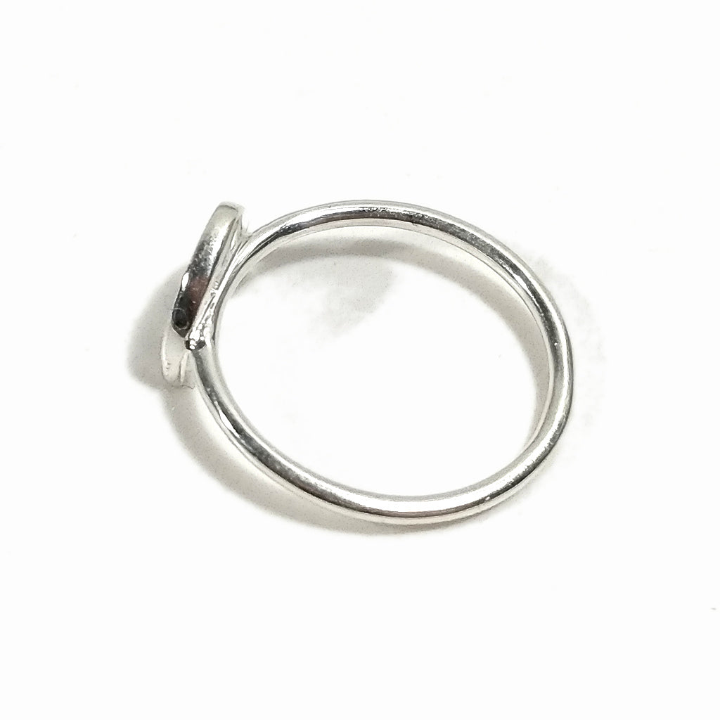 Silver stackable ring with stone and stylized ELEPHANT