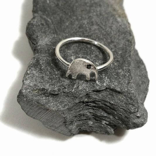 Anello sovrapponibile argento con pietra e ELEFANTE stilizzato – immagine2