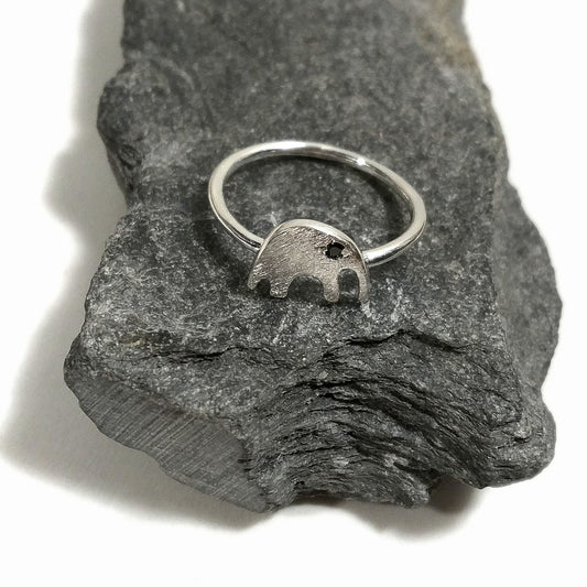 Anello sovrapponibile argento con pietra e ELEFANTE stilizzato – immagine2