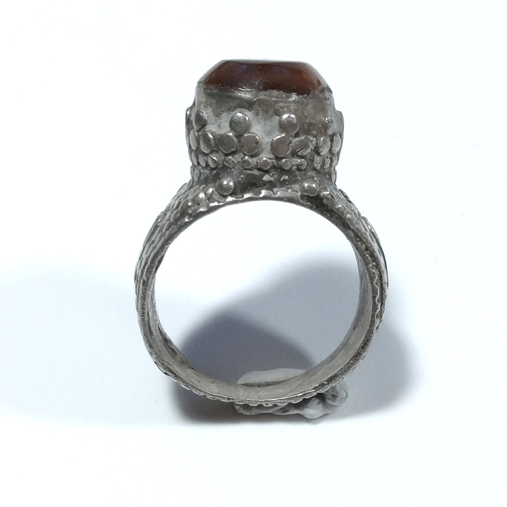 Anello con pietra in argento antico ANELLO ETNICO Corniola , Turchese | GIOIELLI IN ARGENTO