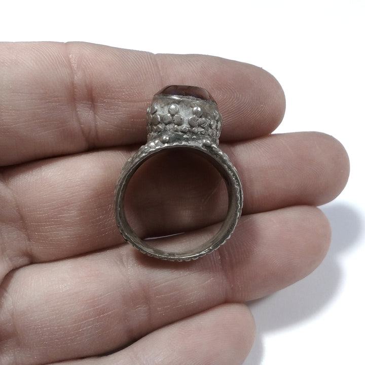 Ring with stone in antique silver ETHNIC RING Carnelian, Turquoise | SILVER JEWELRY
