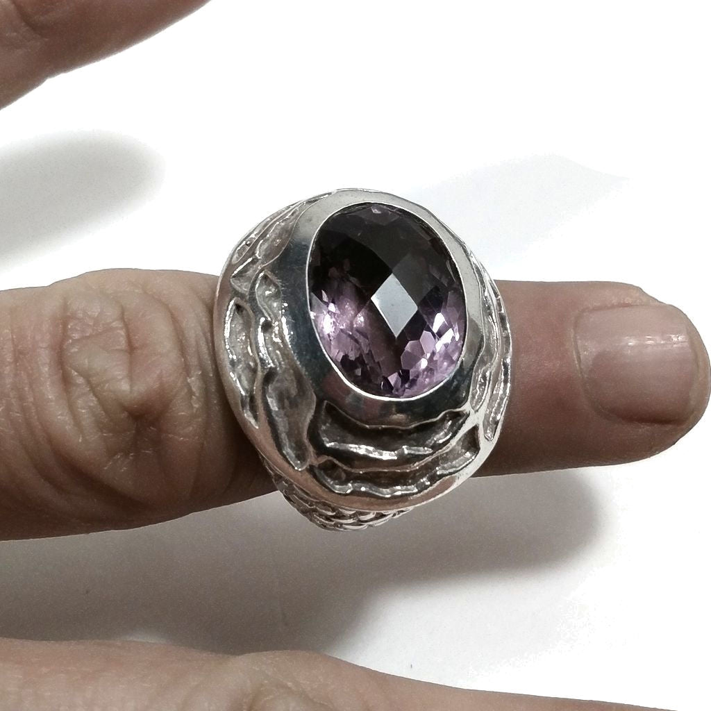 Anello con pietra in argento 925 con Ametista | GIOIELLI IN ARGENTO