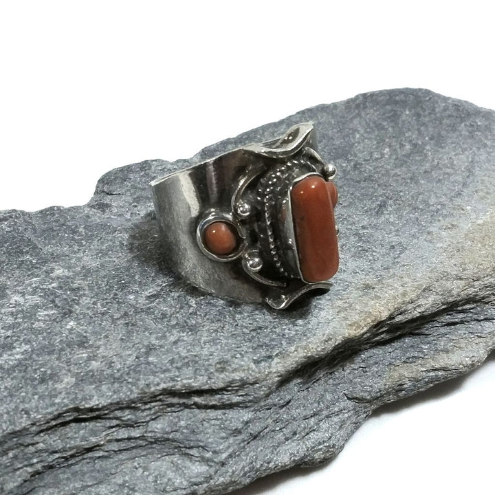 ANELLO ETNICO ANELLO artigianale Corallo argento 925 | GIOIELLI ETNICI