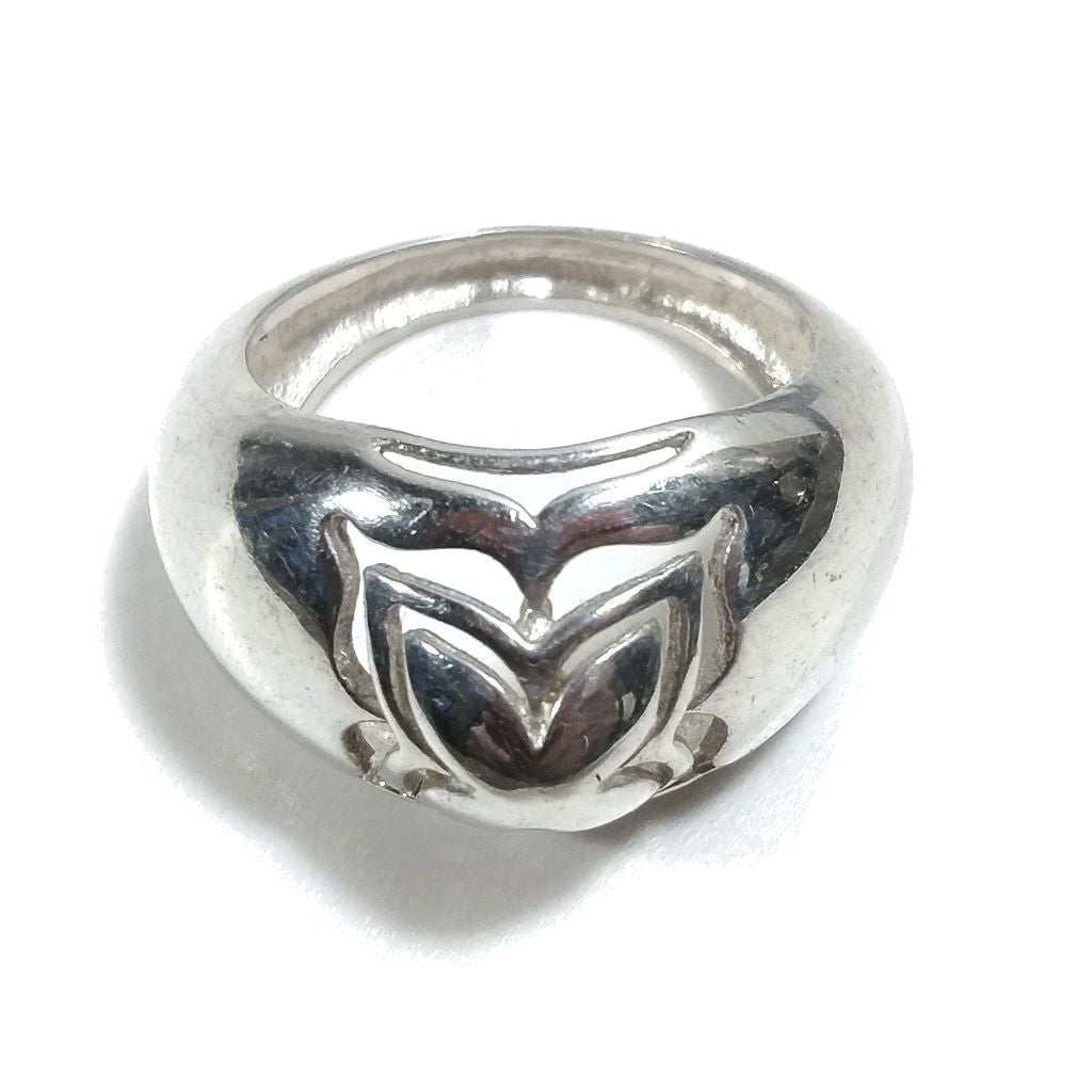 Anello a fascia alta con fiore stilizzato a traforo - ADOOR
