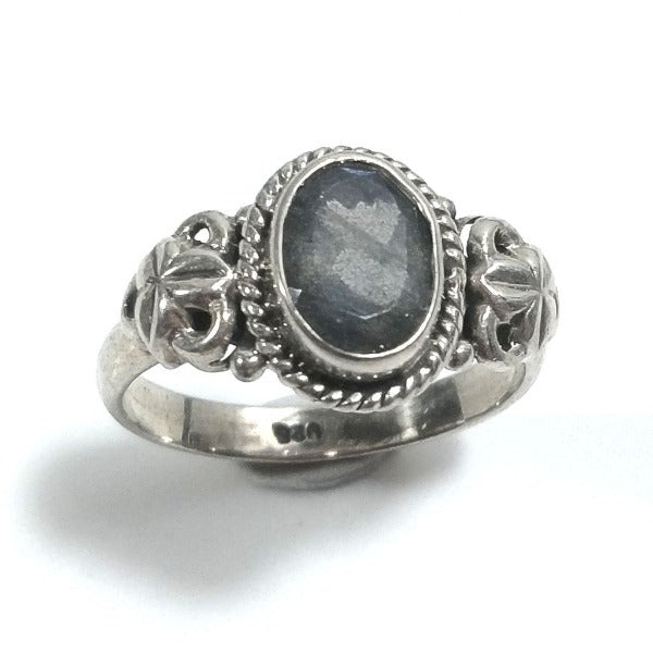 ANELLO artigianale in argento 925 con Labradotite , Granato , Ametista | GIOIELLI CON PIETRE