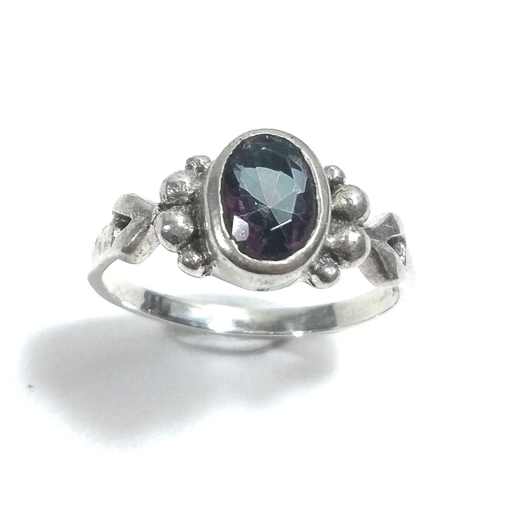 Ring with 925 silver stone with Peridot, mystical Topaz