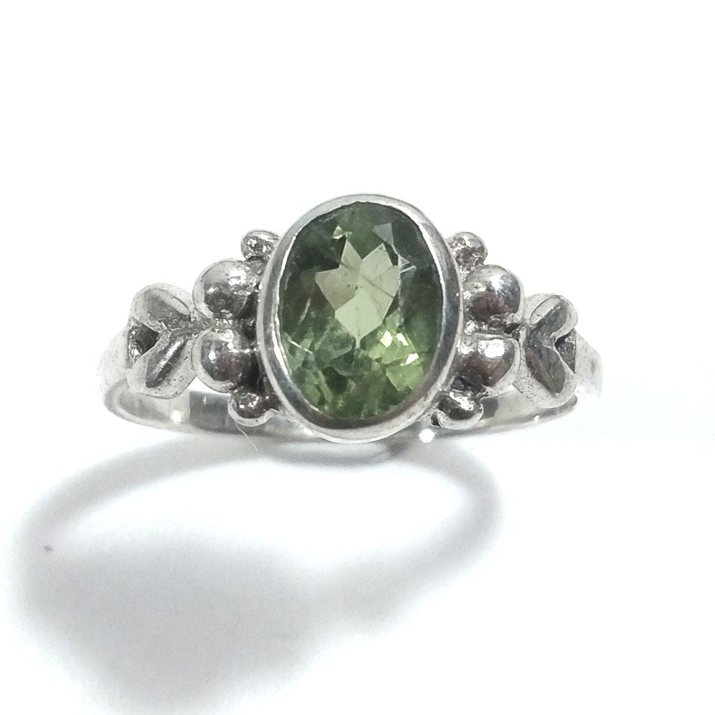 Ring with 925 silver stone with Peridot, mystical Topaz