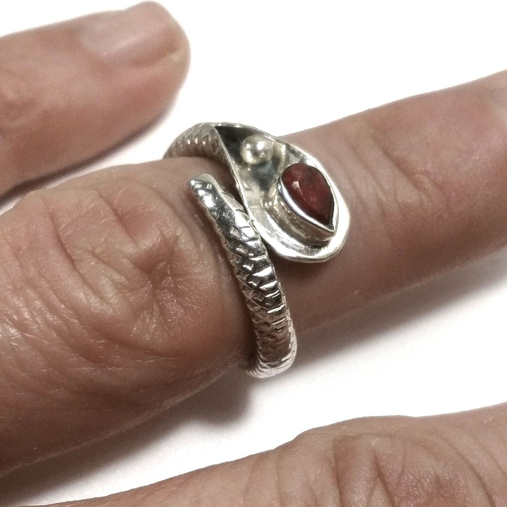 Schlangenring mit Stein aus 925er Silber - NAGUR