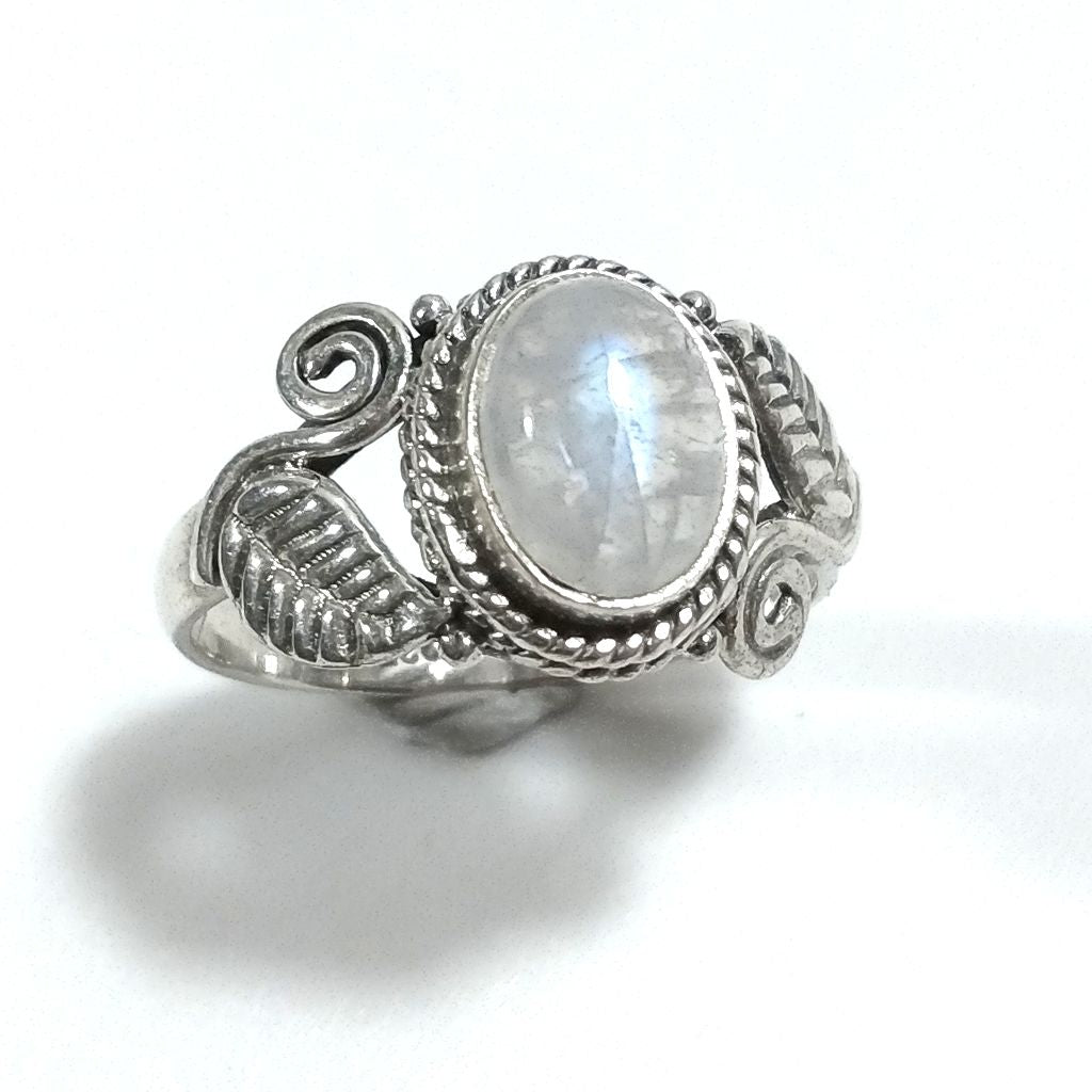 Ring with stone in 925 silver with Ruby Root, Green Agate | SILVER JEWELRY