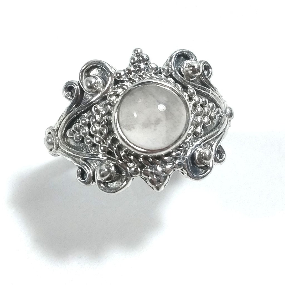 Anello con pietra in argento 925 con Granato, Pietra di luna | Gioielli in argento