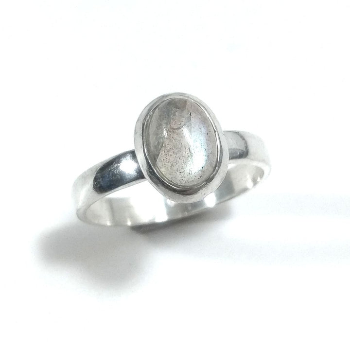 Band ring in 925 silver Ring with green AGATE stone