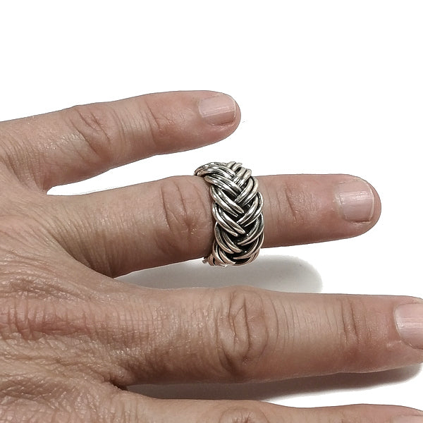 ANELLO fascia VIMINI in argento 925 ANELLO artigianale | GIOIELLI ETNICI