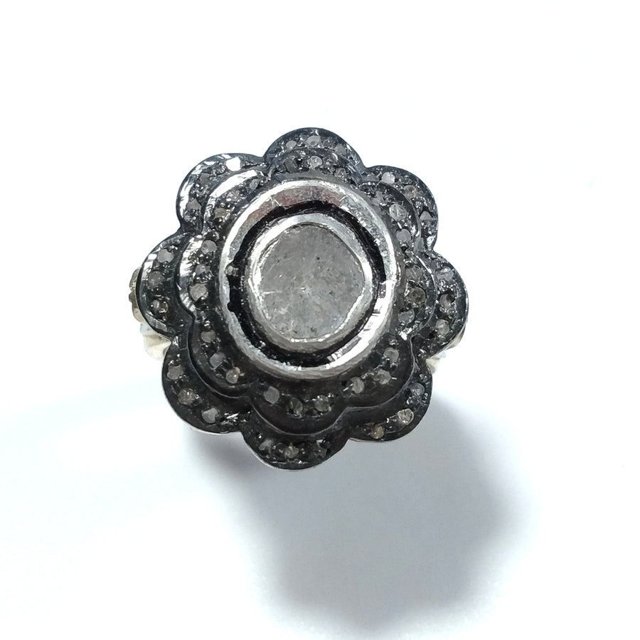 ANELLO ETNICO in argento 925 dorato ANELLO artigianale Diamante | GIOIELLI ETNICI