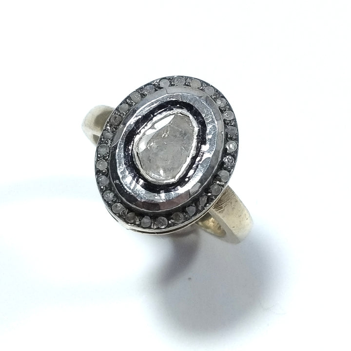 ANELLO ETNICO in argento 925 dorato ANELLO artigianale Diamante | GIOIELLI ETNICI