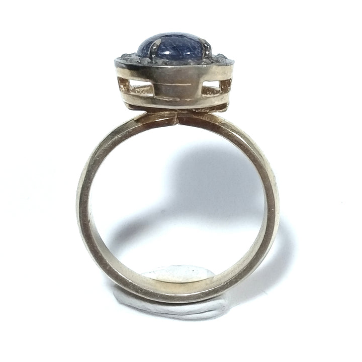 ETHNIC RING in 925 gold-plated silver handcrafted RING Diamond Sapphire | ETHNIC JEWELRY