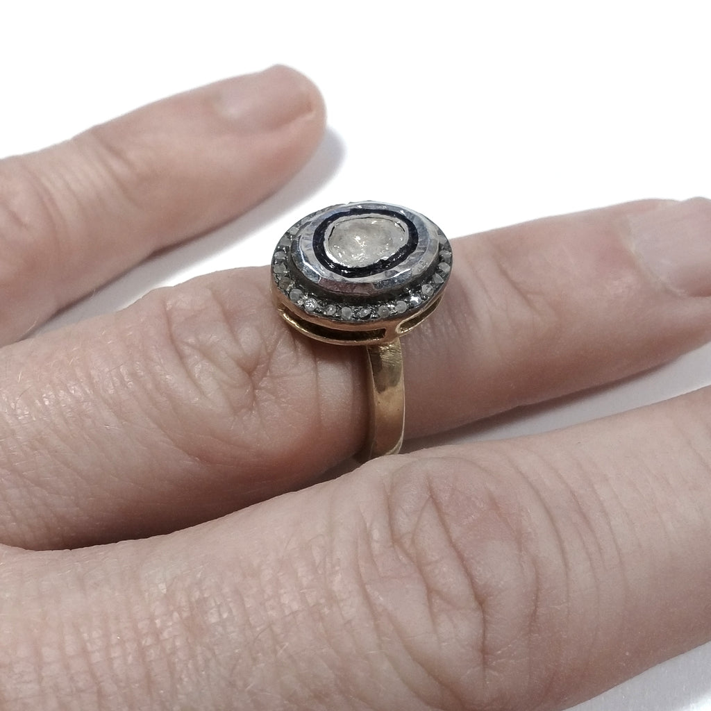 ANELLO ETNICO in argento 925 dorato ANELLO artigianale Diamante | GIOIELLI ETNICI