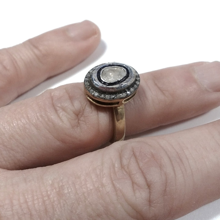 ANELLO ETNICO in argento 925 dorato ANELLO artigianale Diamante | GIOIELLI ETNICI
