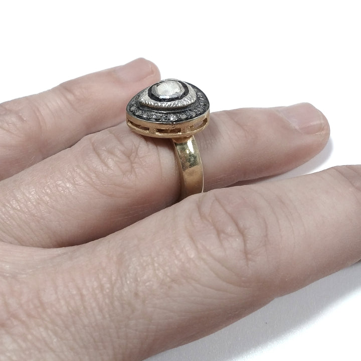 ANELLO ETNICO in argento 925 dorato ANELLO artigianale Diamante | GIOIELLI ETNICI