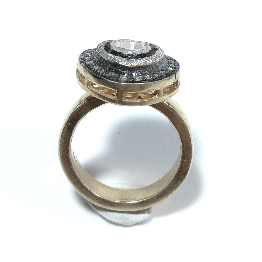 ETHNIC RING in 925 gold-plated silver Handcrafted Diamond RING