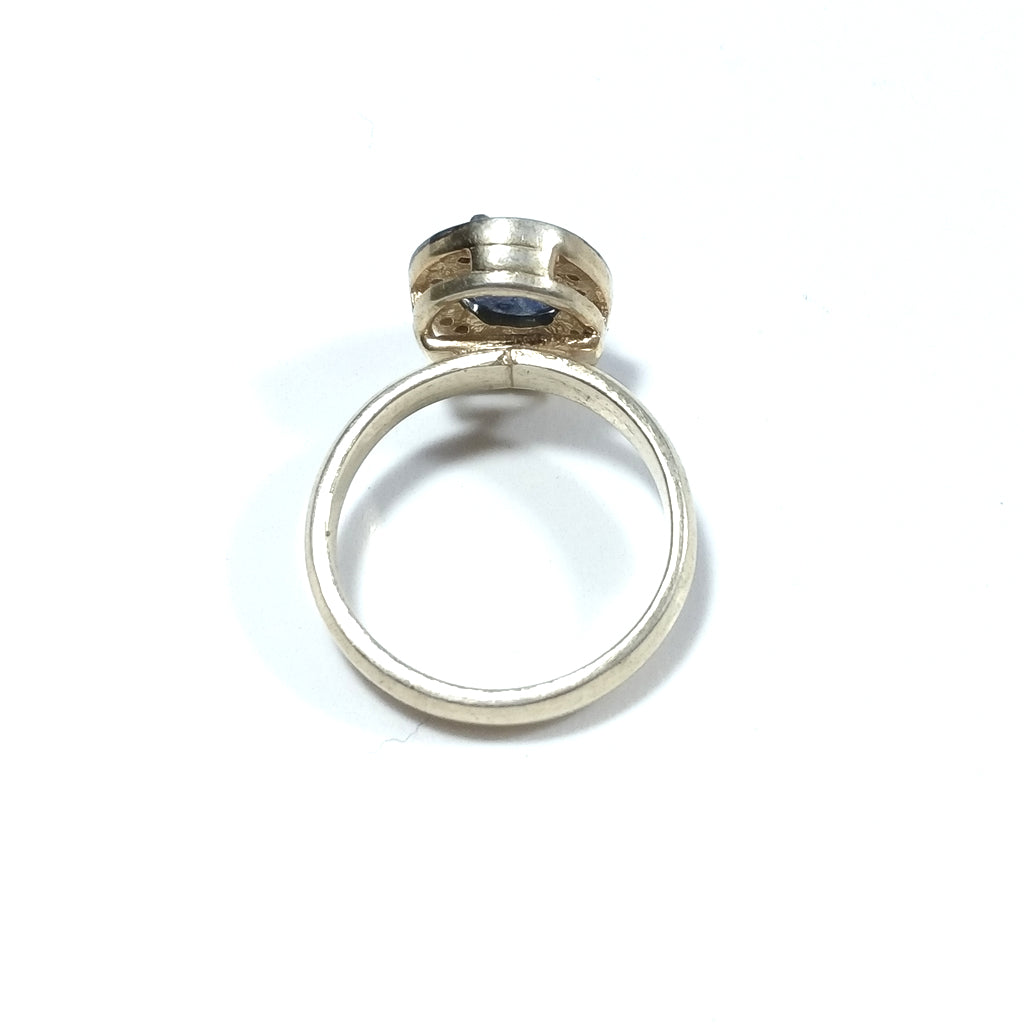 ETHNIC RING in 925 gold-plated silver handcrafted RING Diamond Sapphire | ETHNIC JEWELRY