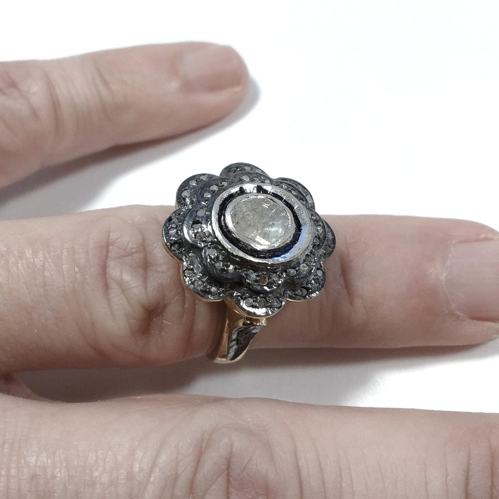 ANELLO ETNICO in argento 925 dorato ANELLO artigianale Diamante | GIOIELLI ETNICI